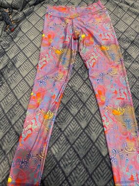 ABS2B  Bright Multi-Color Active Leggings skull 💀 butterfly 🦋 leggings